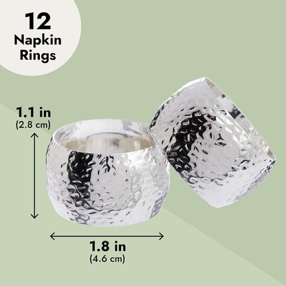 Bulk 12 Pcs Silver Napkin Rings Napkin Holders for Weddings Party Decorations and Table Settings Wholesale