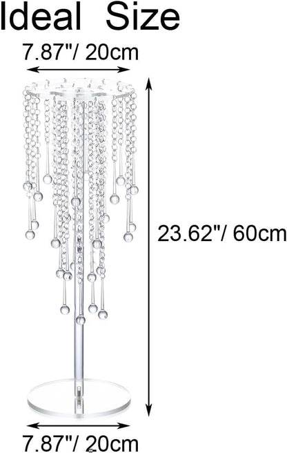Bulk Set of 2 Elegant 23.6 Inch Acrylic Wedding Centerpiece Vases with Crystal Chandeliers Clear Flower Stands for Table Decorations at Weddings Parties and Home Events Wholesale