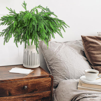 Bulk 12 Pcs Artificial Norfolk Pine Branches Christmas Branches DIY Crafts for Home Festive Table Centerpieces and Wreaths Decor Wholesale