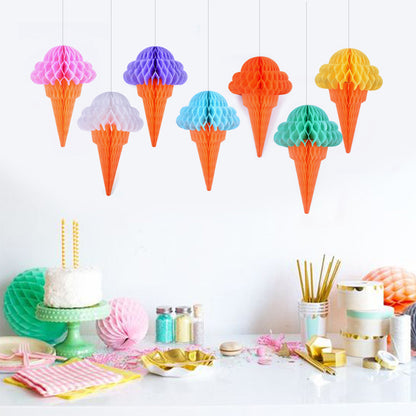 Bulk 10 Pcs Ice Cream Honeycomb Ball Backdrop Streamers Perfect for Birthday Parties Holiday Celebrations Hawaiian Weddings and Summer Decor Wholesale