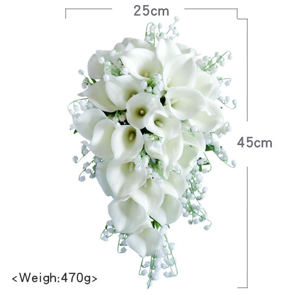 Bulk 9.8" Wedding Bouquet for Bride White Calla Lily Cascading Bouquet Artificial Flowers for Wedding Anniversary Decor Wholesale
