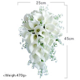 Bulk 9.8" Wedding Bouquet for Bride White Calla Lily Cascading Bouquet Artificial Flowers for Wedding Anniversary Decor Wholesale