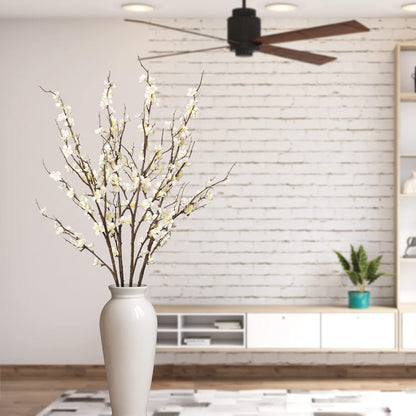 Wedding Floral Backdrop White Artificial Cherry Blossom Stems - 4 Pack 37" Long Branches for Venue Styling