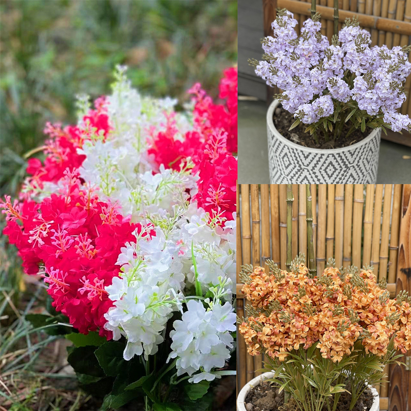 8 Pcs Artificial Hyacinth Bush Flowers UV Resistant Outdoor Silk Plants Bulk
