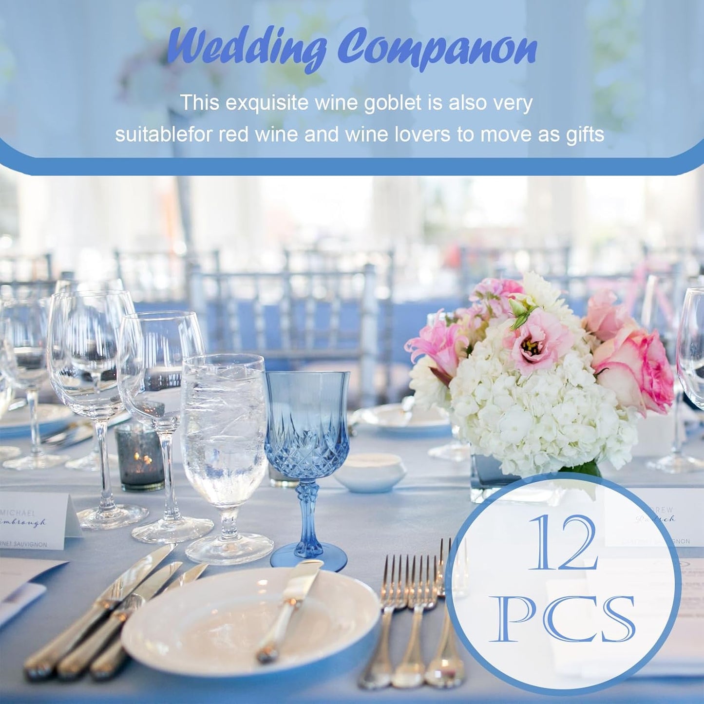 Premium Crystal Cut Shatterproof Wine Glasses 12 Pack Reusable Plastic Non Toxic Finish for Wedding Reception & Cocktail Party Decor