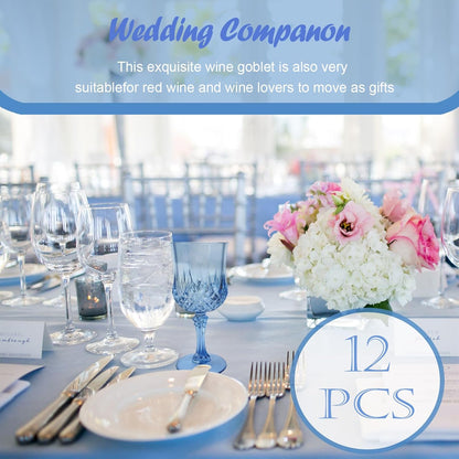 Premium Crystal Cut Shatterproof Wine Glasses 12 Pack Reusable Plastic Non Toxic Finish for Wedding Reception & Cocktail Party Decor