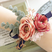 Retro Red Peony and Daisy Boutonnieres and Corsage Set, Bulk Artificial Flowers, Wedding Accessories