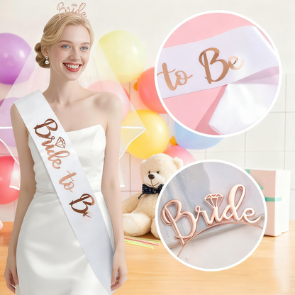 Bachelorette Party 13-Piece Set: Bride to Be Tiara Veil & Sashes for Hen Party & Bridal Shower