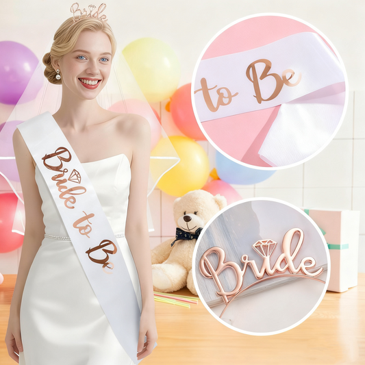 Bachelorette Party 13-Piece Set: Bride to Be Tiara Veil & Sashes for Hen Party & Bridal Shower
