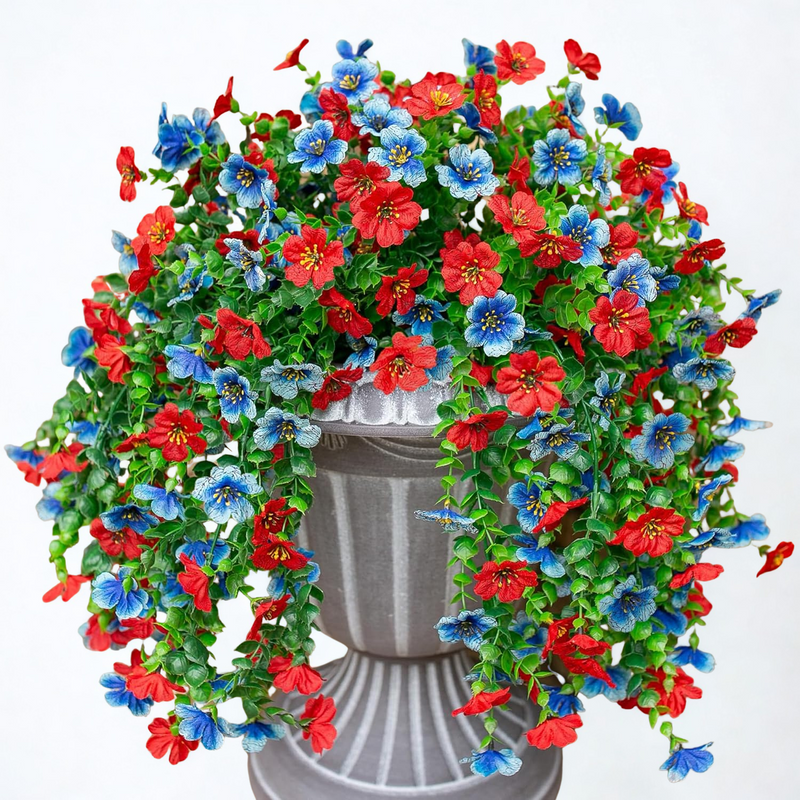 2 Pcs Artificial Hanging Flowers UV Fade Resistant Outdoor Decor for Porch Patio Balcony