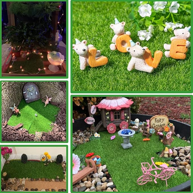 4 Pcs Artificial Garden Grass 6x6 Inch Miniature Ornament Bulk Pack