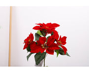 5 Sizes Bulk Artificial Velvet Poinsettia Stems Bushes Silk Christmas Flowers