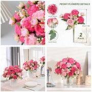 Artificial Silk Peonies 10 Pcs Vibrant Pink 12 Inch Realistic Flowers for Wedding Centerpieces and Home Decor