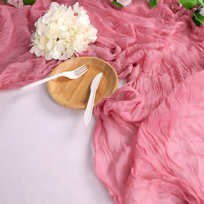 Bulk 120" Pink Cheesecloth Table Runner Spring  Boho Rustic Gauze Table Runner for Wedding Baby Shower and Birthday Party Decor Wholesale