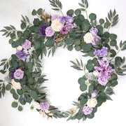 6 Ft Artificial Eucalyptus and Willow Leaf Garland with Peony Flowers for Wedding Decor