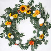 6 Ft Artificial Eucalyptus and Willow Leaf Garland with Peony Flowers for Wedding Decor