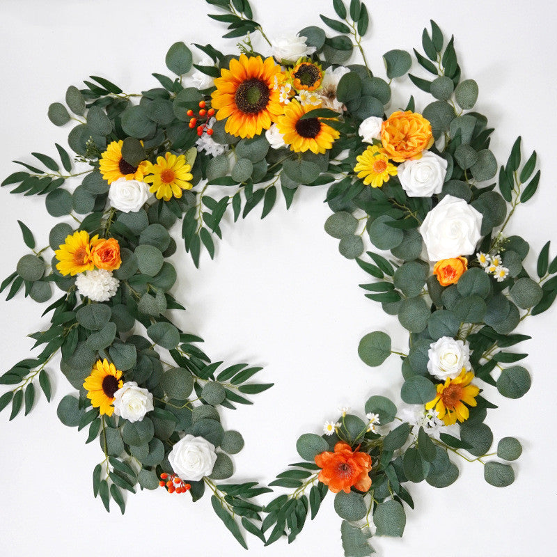 6 Ft Artificial Eucalyptus and Willow Leaf Garland with Peony Flowers for Wedding Decor