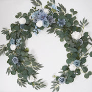 6 Ft Artificial Eucalyptus and Willow Leaf Garland with Peony Flowers for Wedding Decor