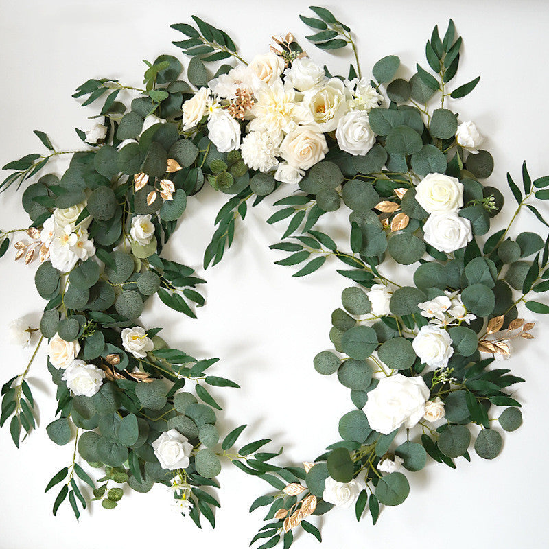 6 Ft Artificial Eucalyptus and Willow Leaf Garland with Peony Flowers for Wedding Decor