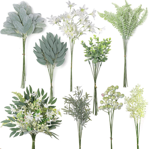 70 Pcs Mixed Artificial Flowers and Greenery Stems with Eucalyptus Leaves for DIY Floral Arrangements