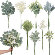 70 Pcs Mixed Artificial Flowers and Greenery Stems with Eucalyptus Leaves for DIY Floral Arrangements