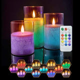 Bulk 3 Pcs LED Floral Color Changing Candles Battery-Powered Home Decor for Events and Parties Wholesale