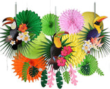 Bulk Tropical Hawaiian Luau Tiki Jungle Themed Decorations with Paper Palm Leaves Fans and Lanterns for Summer Parties Wholesale