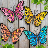 Bulk 4 Pcs Metal Butterfly Wall Decor  9.6" Outdoor Fence Art Ideal for Garden Yard Living Room Bedroom Patio Balcony Perfect Gift for Family Friends | Event Party Decor Wholesale