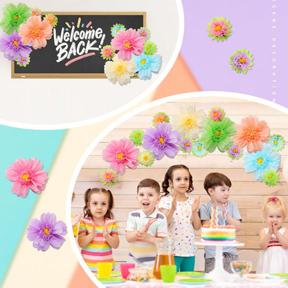 Bulk 24 Pcs Vibrant Wall Backdrop Decoration 20 Inch Paper Flowers Stunning Décor for Weddings  Birthdays Wholesale