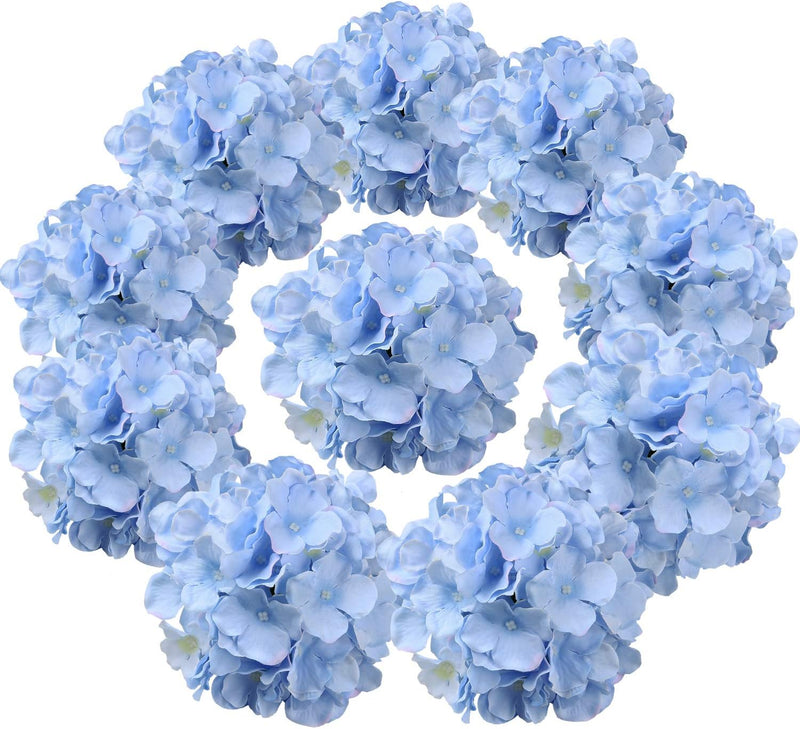 10 Pcs Silk Hydrangea Heads Artificial Flowers Blueberry Blue 4 Inch Realistic for Wedding Home Decor