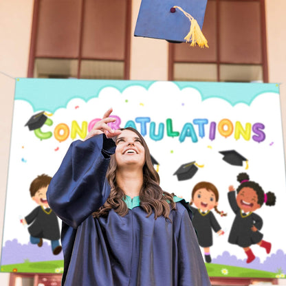 Bulk 6x4 ft Large White Congratulations Backdrop Banner Kindergarten Graduation Party Decorations Background Wholesale