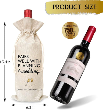 Premium Reusable Wine Gift Bags Felt PU Wedding Engagement Anniversary Bridal Shower Decor Couples Keepsake Eco Friendly Centerpiece