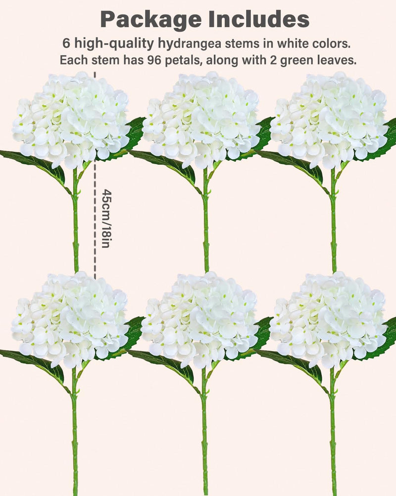 6 Pcs Silk Hydrangea Bouquets Blue 12 Inch Artificial Flowers for Wedding Home Decor