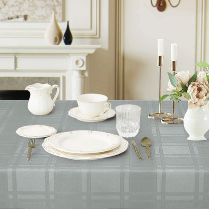 Bulk Solid Plaid Jacquard Spring Tablecloth Wrinkle and Water Resistant, Contemporary Woven Decorative Table Cover for Holiday Events Wholesale