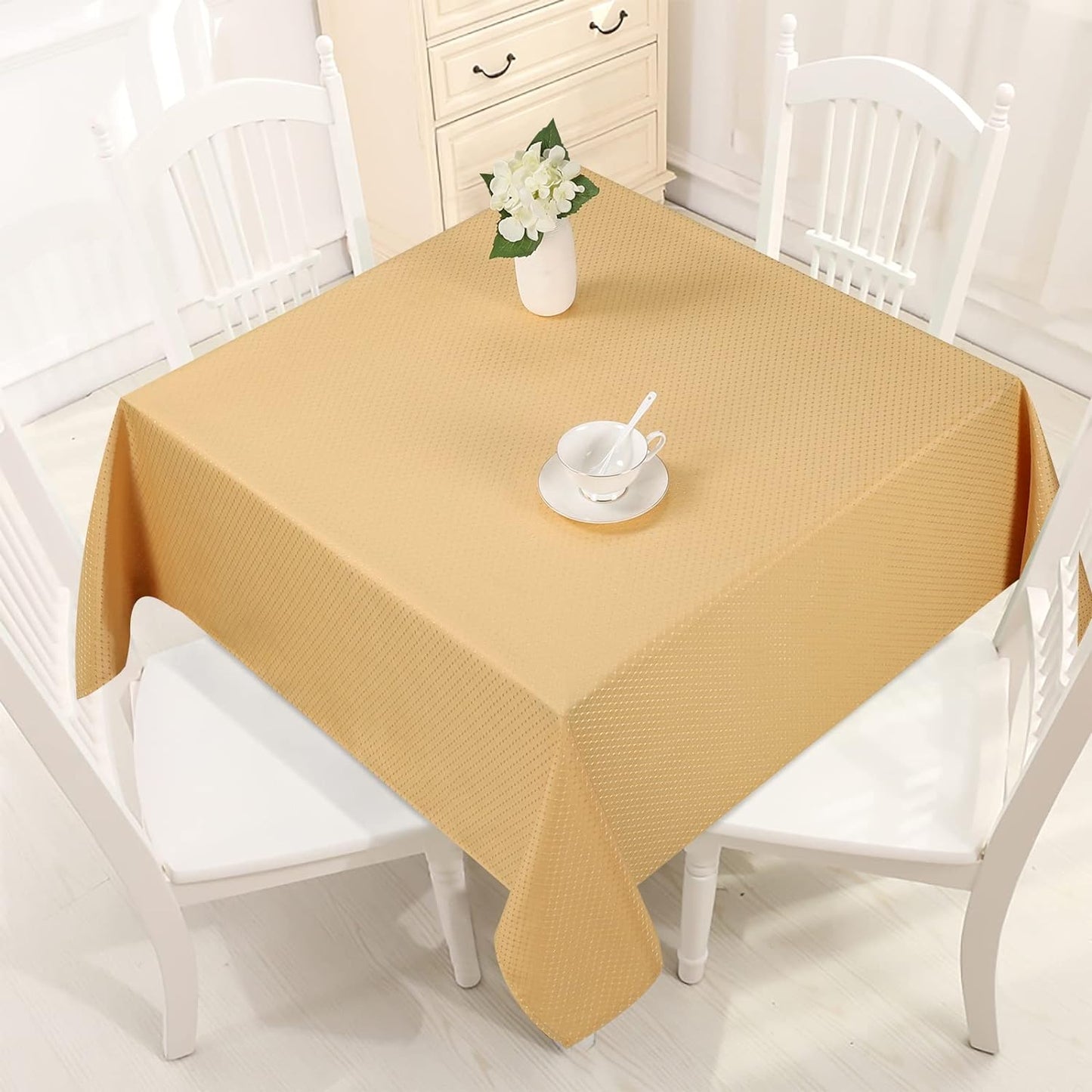 Bulk Solid Plaid Jacquard Spring Tablecloth Wrinkle and Water Resistant, Contemporary Woven Decorative Table Cover for Holiday Events Wholesale