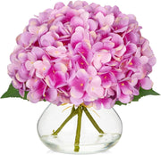 Artificial Hydrangea Flowers Silk 12 Inch Yellowish Orange 1 Vase with Faux Water Table Centerpiece Home Decor