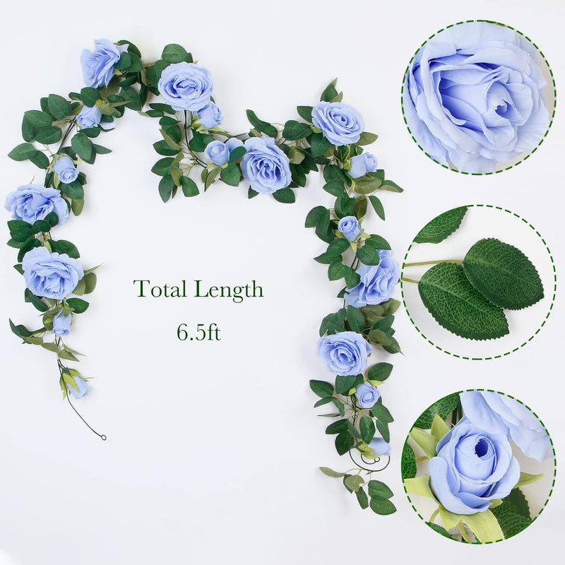4 Pcs 26 Ft Pink Artificial Silk Rose Vine Garland, 6 Ft Segments, Realistic Flowers for Wedding Arches & Party Decor