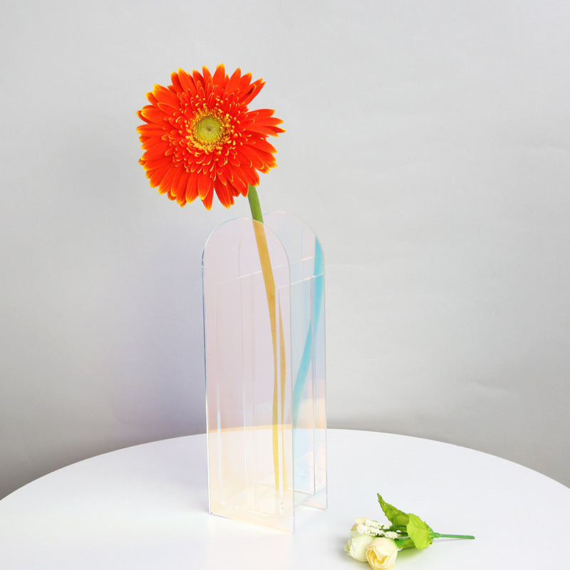 Bulk 2 Pcs 8.6X2.9 Inch Rectangular Clear Vase Acrylic Flowers Vase for Home Decor Wholesale
