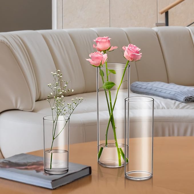 Bulk 2 Pcs Clear Cylinder Acrylic Vases Cylinder Floating Candle Holders For Centerpieces Wedding Home Decoration Wholesale