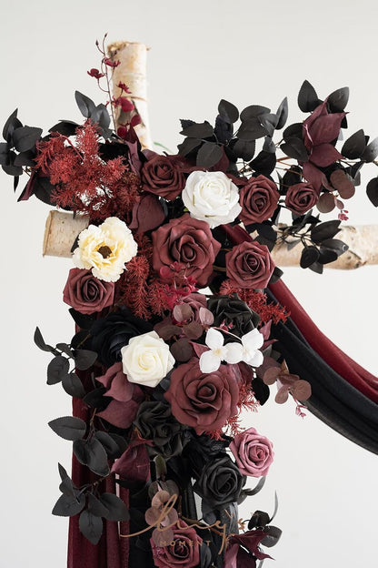 Bulk Black And Red Artificial Flowers 2025 Wedding Arch Drapes Roses Backdrop Gothic Ceremony Reception Outdoor Decor Wholesale
