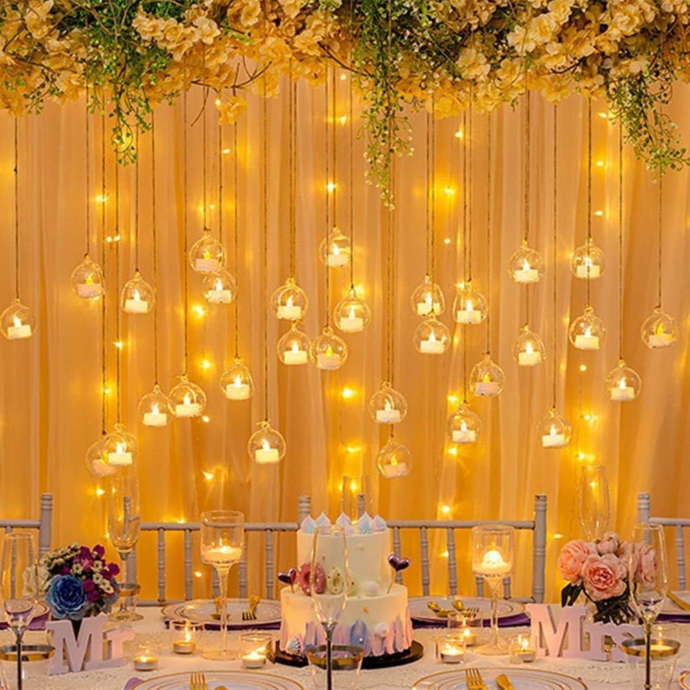 Bulk 12 Pcs Glass Globe Hanging Lights Candle Orbs for Tea Lights Wedding Arch Decor Christmas Centerpiece Outdoor Party Wholesale