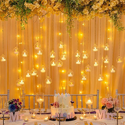 Bulk 12 Pcs Glass Globe Hanging Lights Candle Orbs for Tea Lights Wedding Arch Decor Christmas Centerpiece Outdoor Party Wholesale