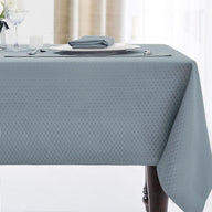Bulk Solid Plaid Jacquard Spring Tablecloth Wrinkle and Water Resistant, Contemporary Woven Decorative Table Cover for Holiday Events Wholesale