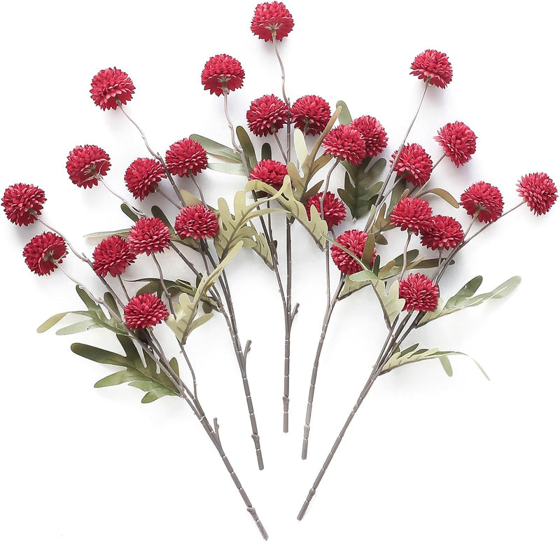 5 Pcs Artificial Silk Pompon Mums Flowers, Beige, 6 Inch Stems, Realistic Chrysanthemums for DIY Bouquets and Wedding Decor