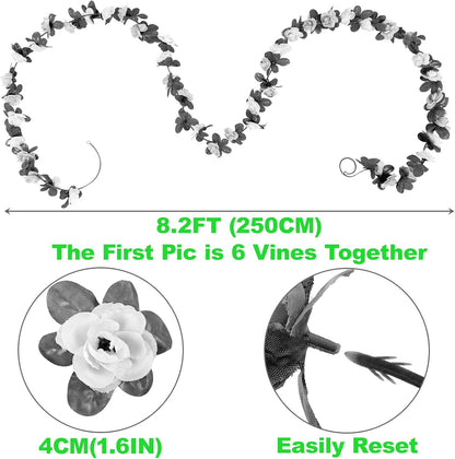 Bulk 8 Pcs Flower Garland 2025 Silk Rose Vine Greenilk Leaves Wedding Arch Boho Wall Decor Reusable Hypoallergenic Party Wholesale