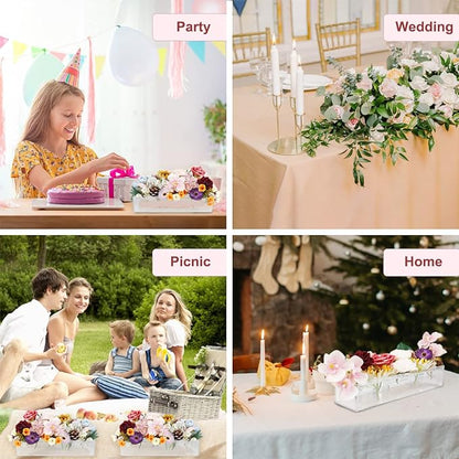 Bulk Clear Acrylic Flower Vase with 12 Holes Rectangular Floral Centerpiece Vase for Weddings Valentine's Day Dining Tables Home Decor Wholesale