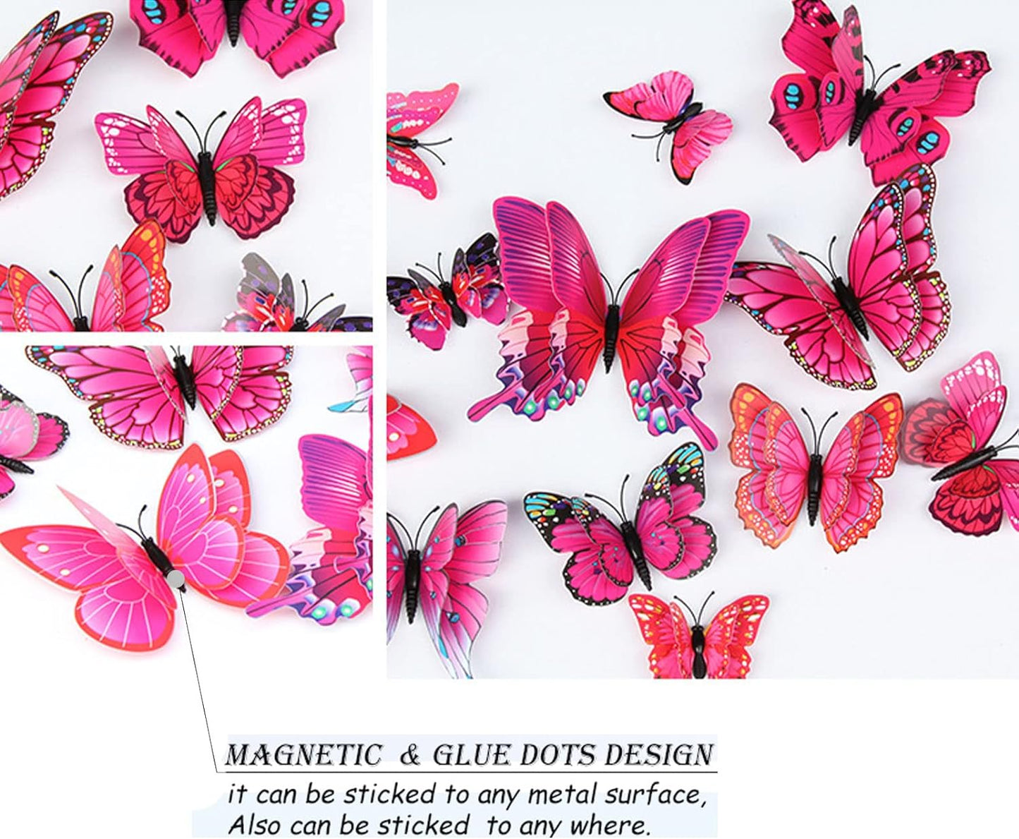 Bulk 24/48 Pcs 3D Butterfly Wall Decor Featuring Magnets, Perfect for Party Decorations Wholesale