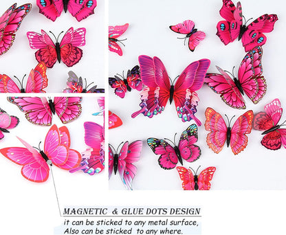 Bulk 24/48 Pcs 3D Butterfly Wall Decor Featuring Magnets, Perfect for Party Decorations Wholesale