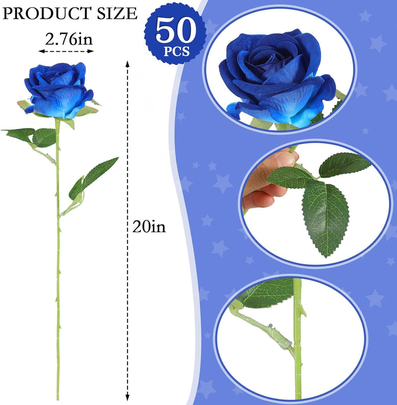 50 Pcs Artificial Velvet Silk Roses White 12 Inch Realistic Flowers for Wedding Home Decor
