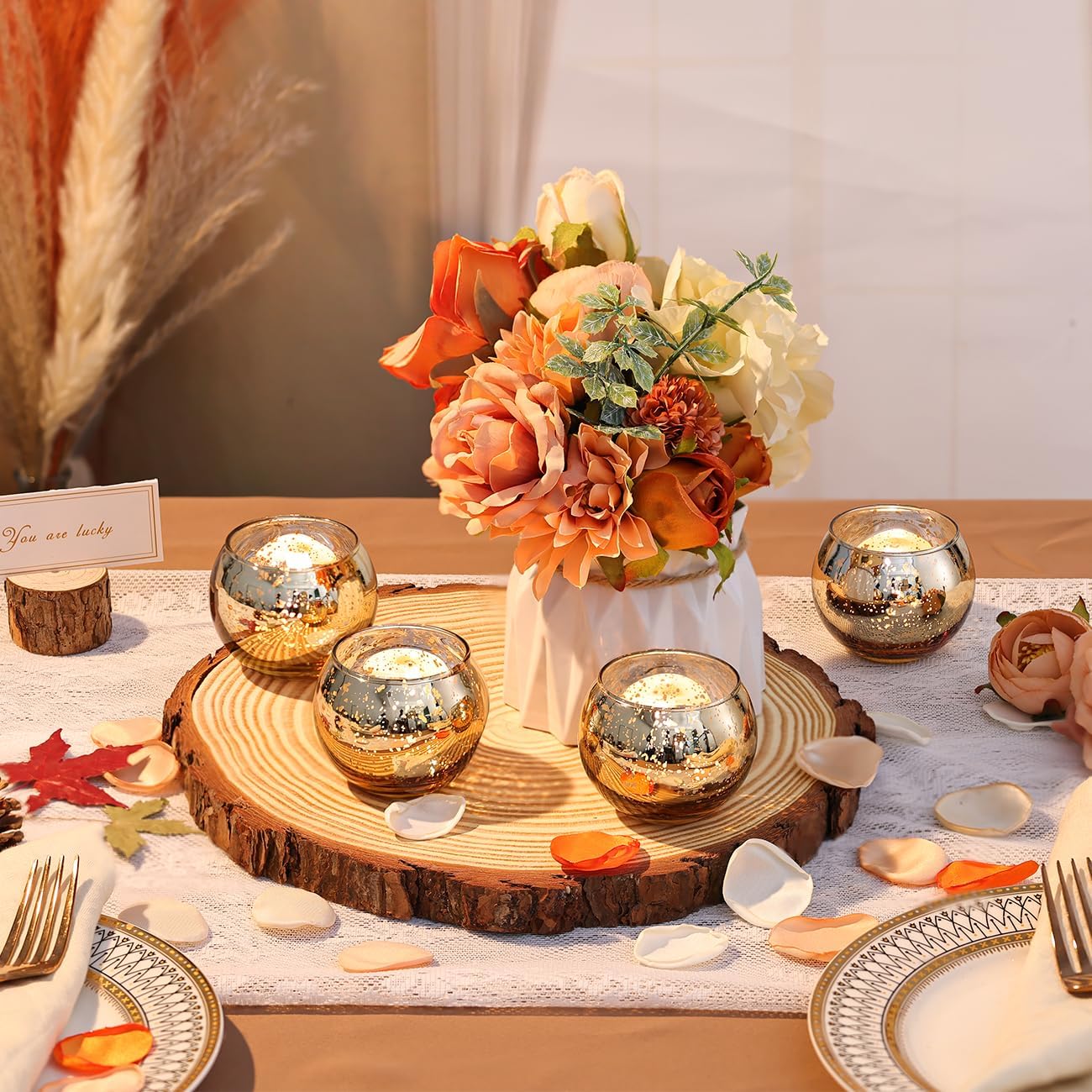 Bulk 12 Pcs Shine Bright Electroplated Glass Candle Holders for Weddings Parties Holidays Gifts and Bridal Showers Wholesale